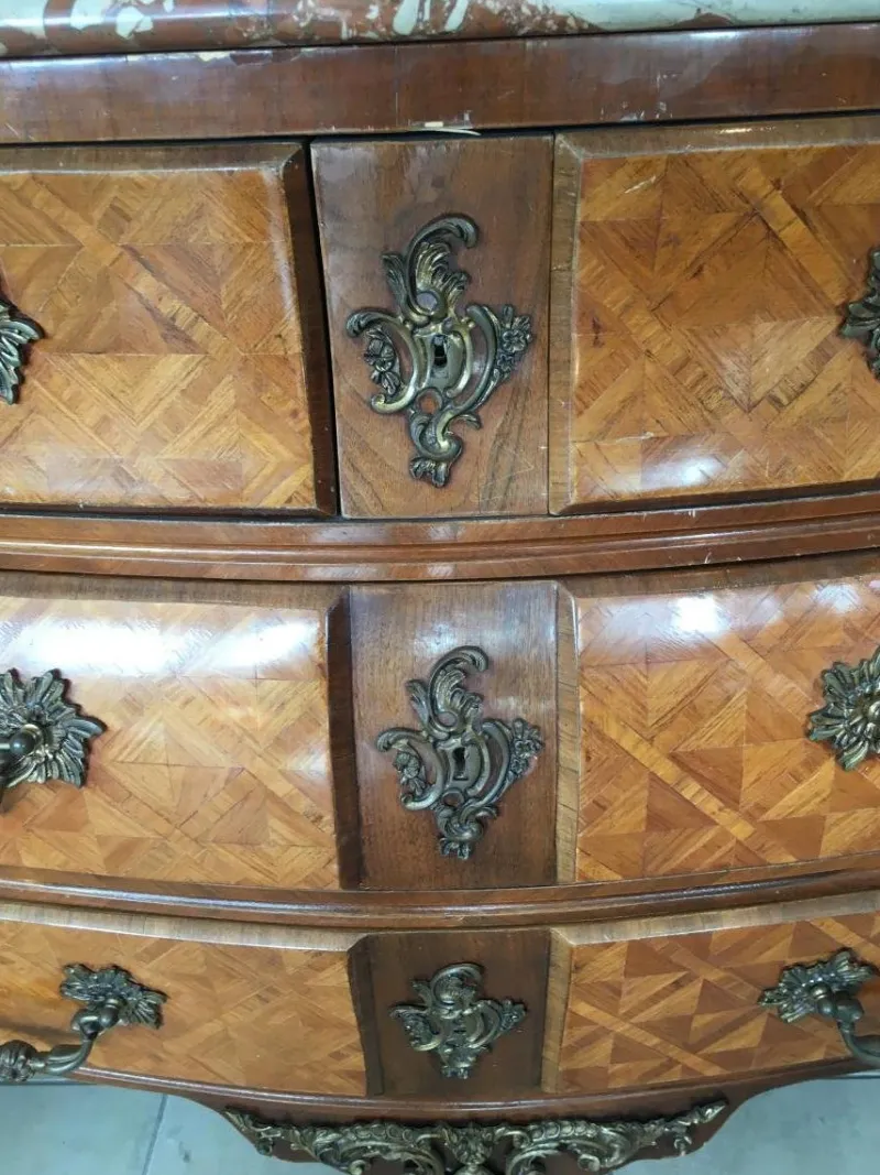 Pamono Louis XIV Style Chest of Drawers in Marquetry Wood with Chiseled Bronze> Dressers, Commodes & Chests