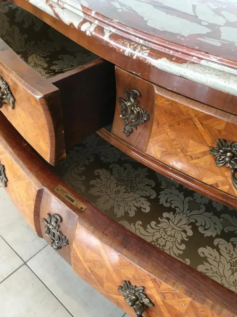 Pamono Louis XIV Style Chest of Drawers in Marquetry Wood with Chiseled Bronze> Dressers, Commodes & Chests