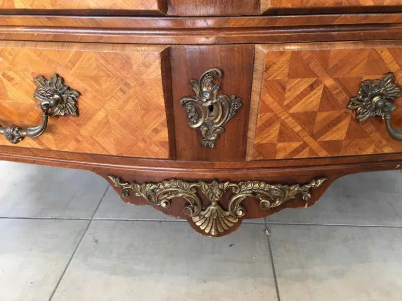 Pamono Louis XIV Style Chest of Drawers in Marquetry Wood with Chiseled Bronze> Dressers, Commodes & Chests