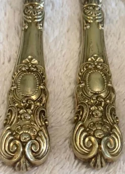Pamono Louis XIV Style Napoleon III Gilded Cutlery Set in Vermeil, 1920s, Set of 3