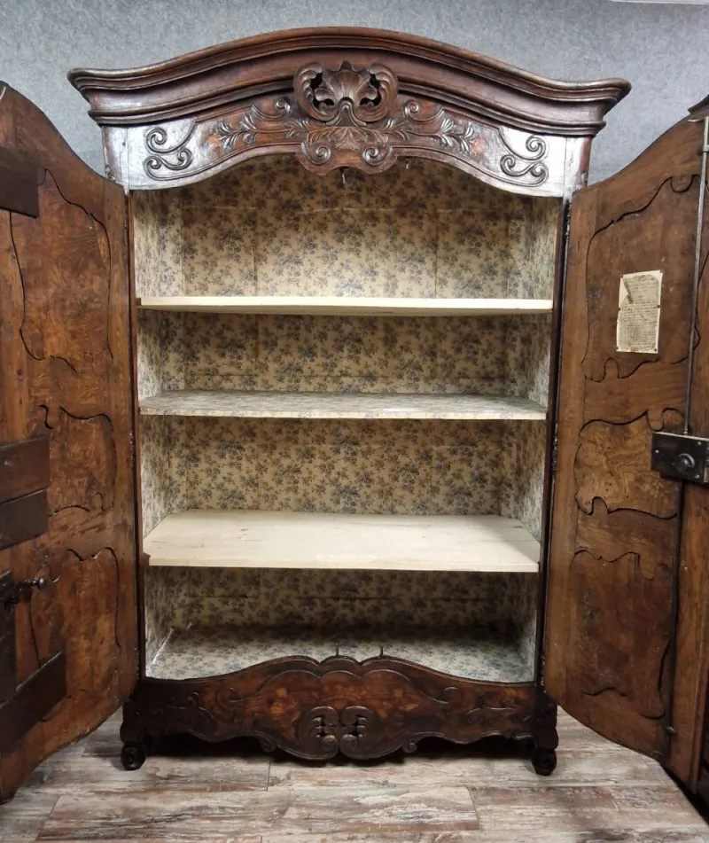 Pamono Louis XV Armoire in Marquetry, Elm and Walnut by Antoine Sertelon, 1773> Cabinets & Wardrobes