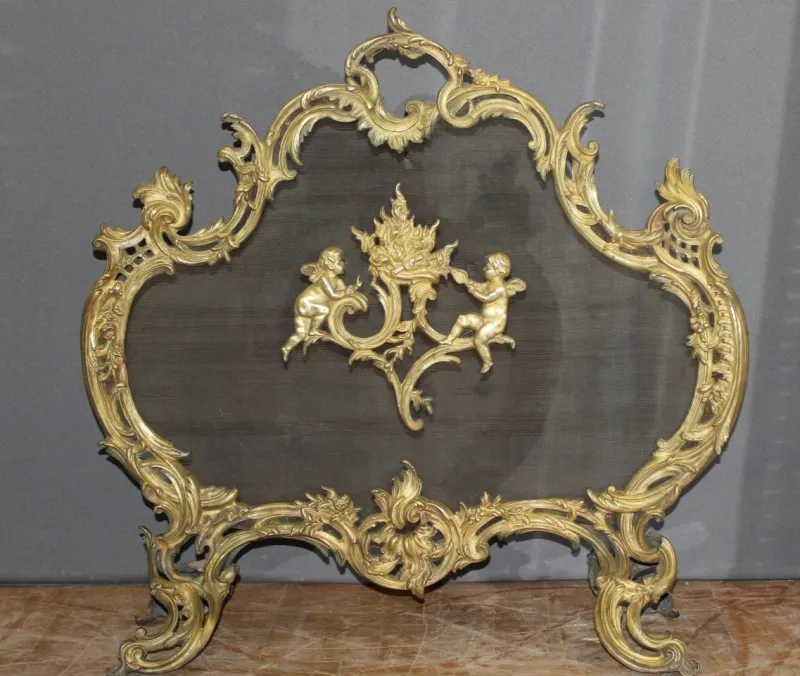 Pamono Louis XV Bronze Fireplace Screen, 1800s