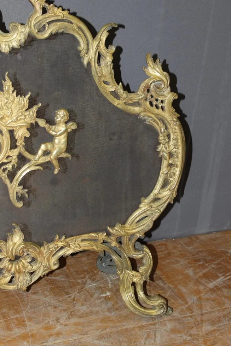 Pamono Louis XV Bronze Fireplace Screen, 1800s