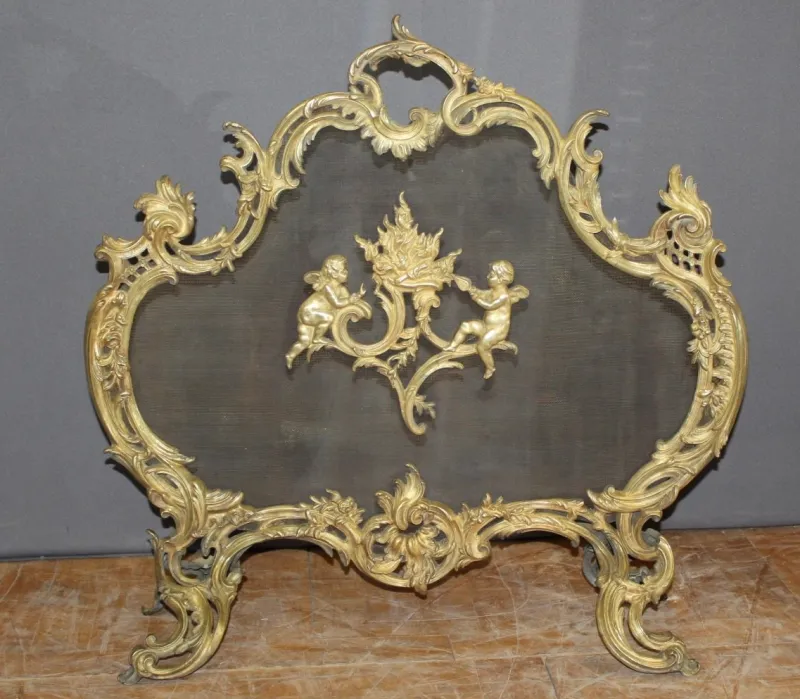 Pamono Louis XV Bronze Fireplace Screen, 1800s