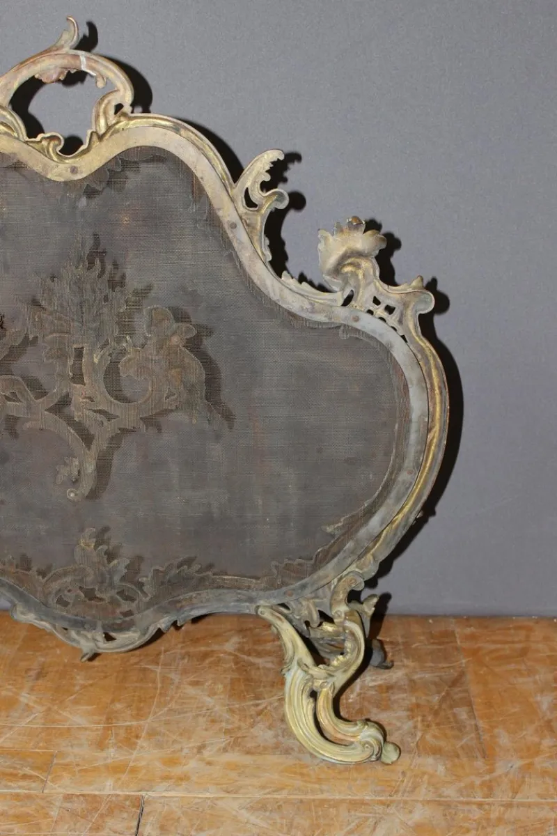 Pamono Louis XV Bronze Fireplace Screen, 1800s
