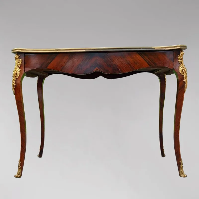Pamono Louis XV Desk Table with Flower Bouquet Marquetry