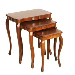 Pamono Louis XV French Nesting Tables in Walnut, 1930, Set of 3