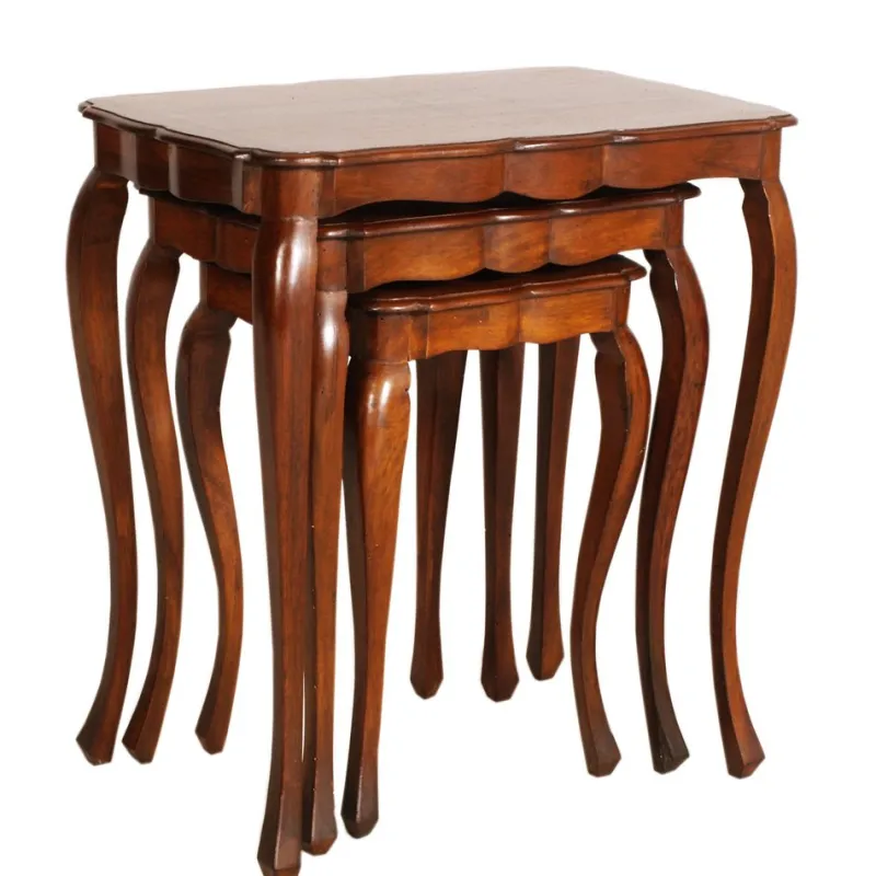 Pamono Louis XV French Nesting Tables in Walnut, 1930, Set of 3