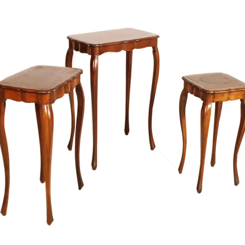 Pamono Louis XV French Nesting Tables in Walnut, 1930, Set of 3
