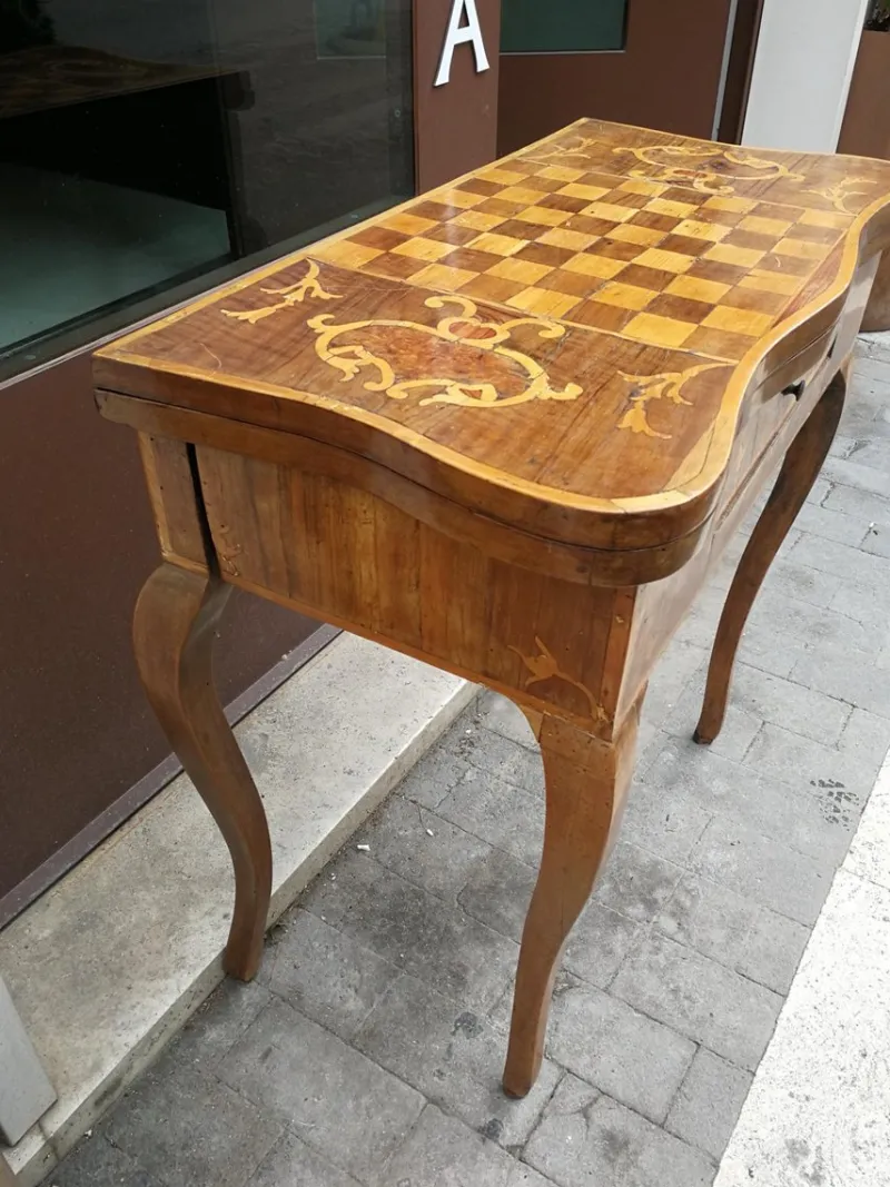 Best Pamono Louis XV Inlaid Wood Game Table