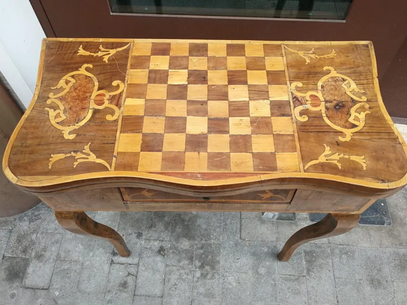 Best Pamono Louis XV Inlaid Wood Game Table