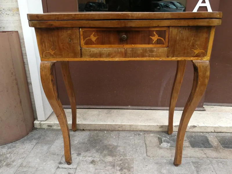 Best Pamono Louis XV Inlaid Wood Game Table