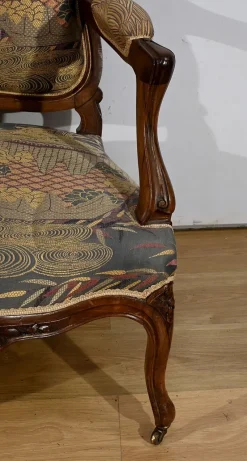 Best Pamono Louis XV Living Room Set in Walnut, 1920s, Set of 5