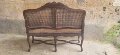 Outlet Pamono Louis XV Rattan Bench, 19th Century