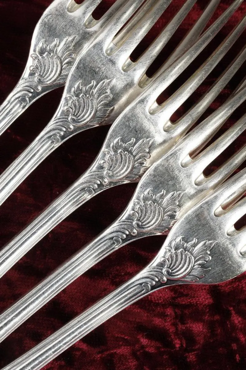 Pamono Louis XV Silver-Plated Flatware, 1900s, Set of 51> Cutlery & Serving Utensils