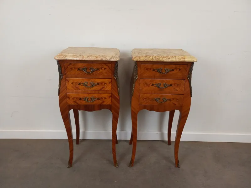 New Pamono Louis XV Style Bedside Tables, 1950s, Set of 2
