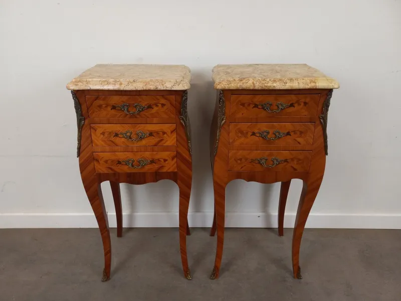 New Pamono Louis XV Style Bedside Tables, 1950s, Set of 2