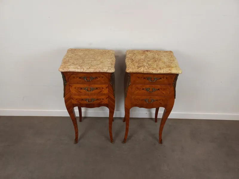 New Pamono Louis XV Style Bedside Tables, 1950s, Set of 2