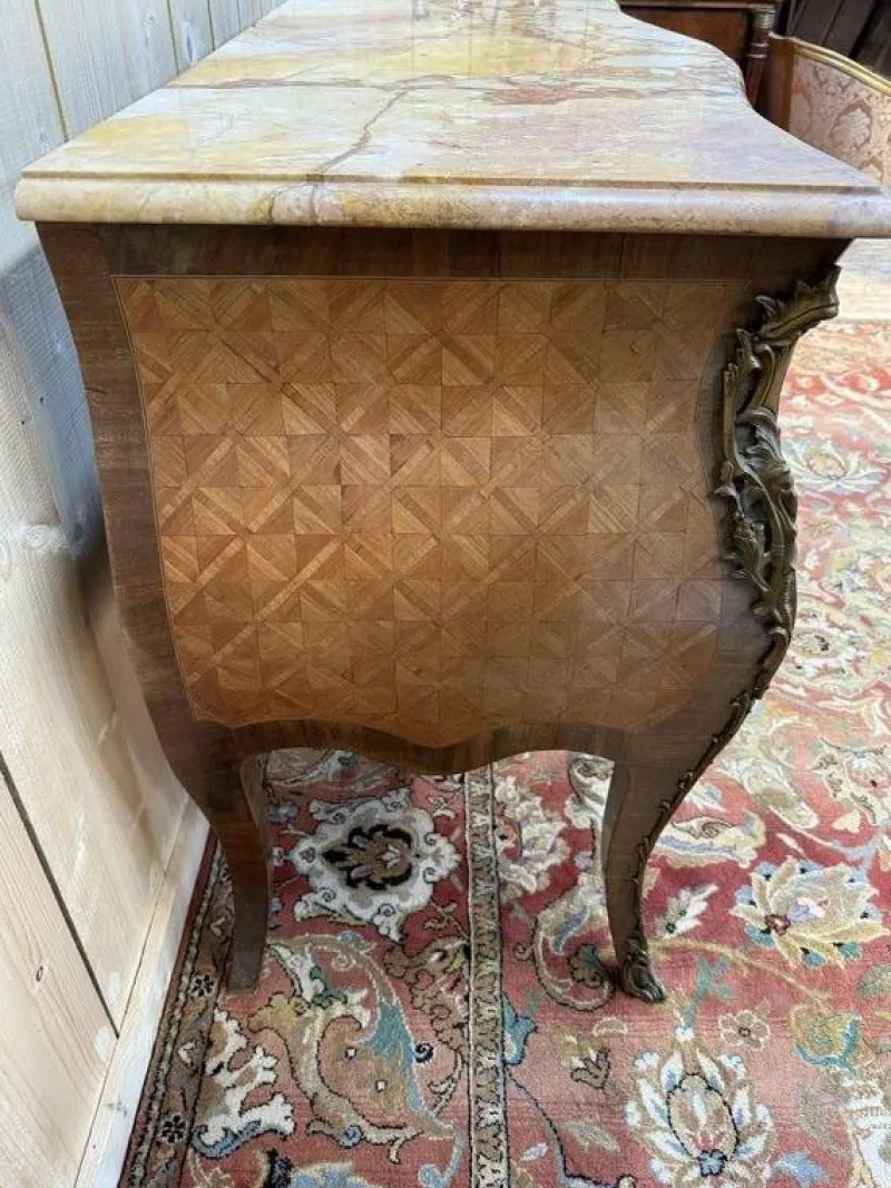 Discount Pamono Louis XV Style Chest of Drawers in Flower Marquetry