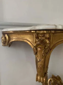 New Pamono Louis XV Style Console in Gilded Wood, France, 19th Century