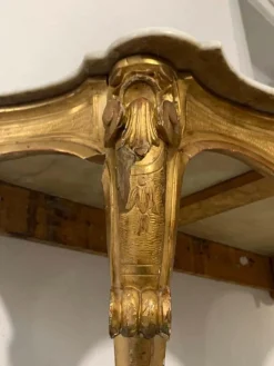 New Pamono Louis XV Style Console in Gilded Wood, France, 19th Century