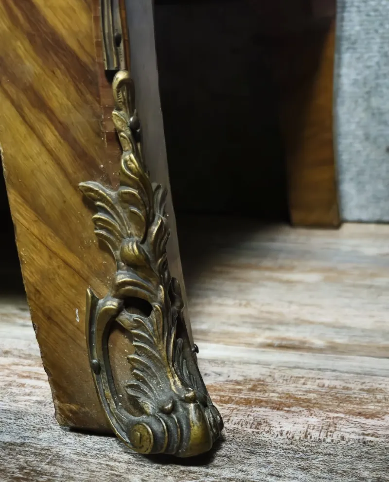 Clearance Pamono Louis XV Style Curved Chest of Drawers in Marquetry, 1880