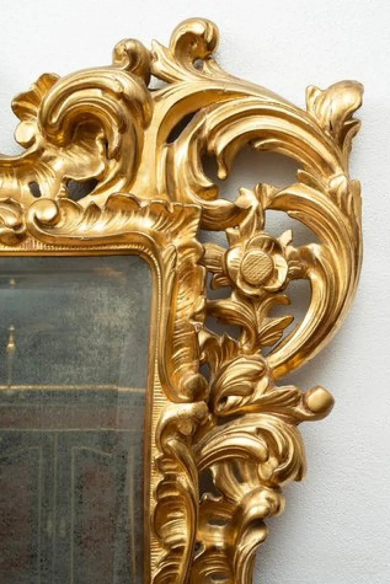 Outlet Pamono Louis XV Style Mirror in Gilded and Carved Wood, Florence, 19th Century