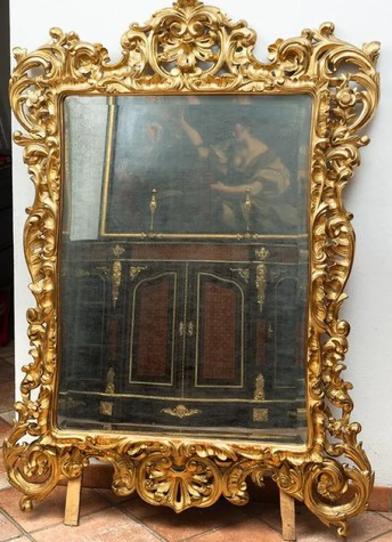 Outlet Pamono Louis XV Style Mirror in Gilded and Carved Wood, Florence, 19th Century