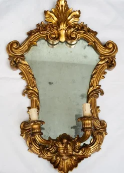 Pamono Louis XV Style Mirrors in Gilded and Carved Wood, Venice, 19th Century, Set of 2><noscript><img width=