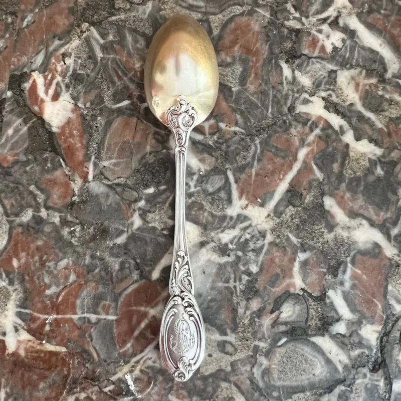 New Pamono Louis XV Style Mocha Spoons in Silver and Vermeil, France, 19th Century, Set of 12