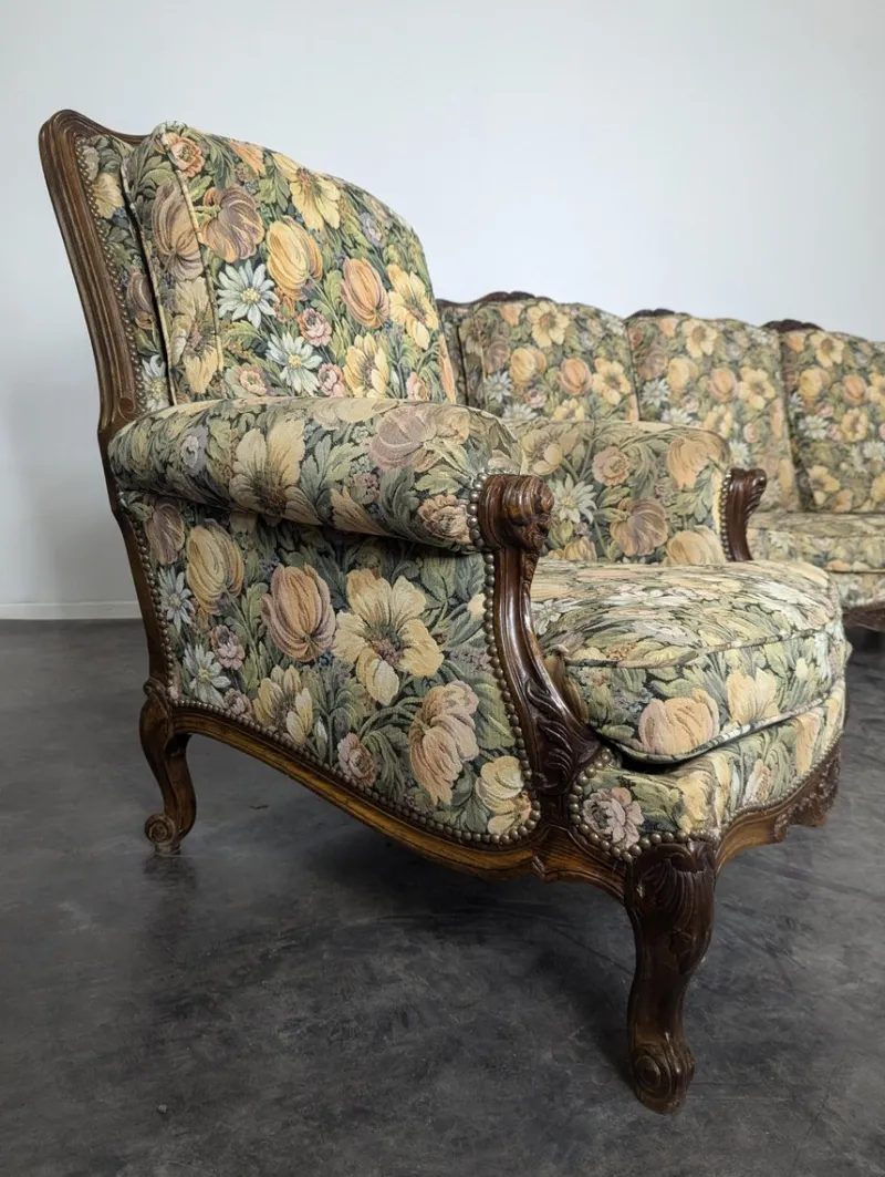 Pamono Louis XV Style Oak Living Room Set, Set of 4> Living Room Sets