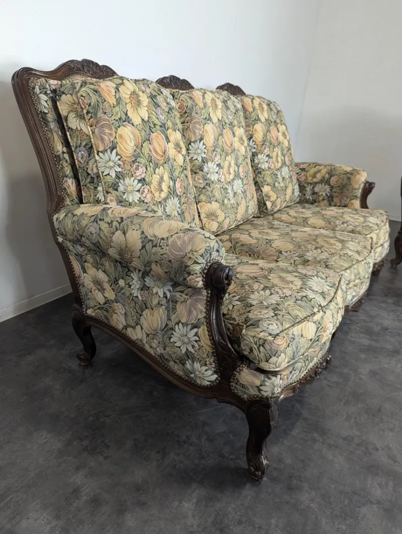 Pamono Louis XV Style Oak Living Room Set, Set of 4> Living Room Sets