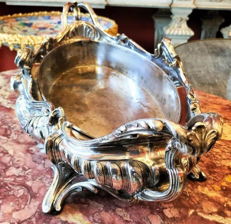Pamono Louis XV Style Silver Plated Bronze Jardiniere, 1800s> Planters And Jardiniere