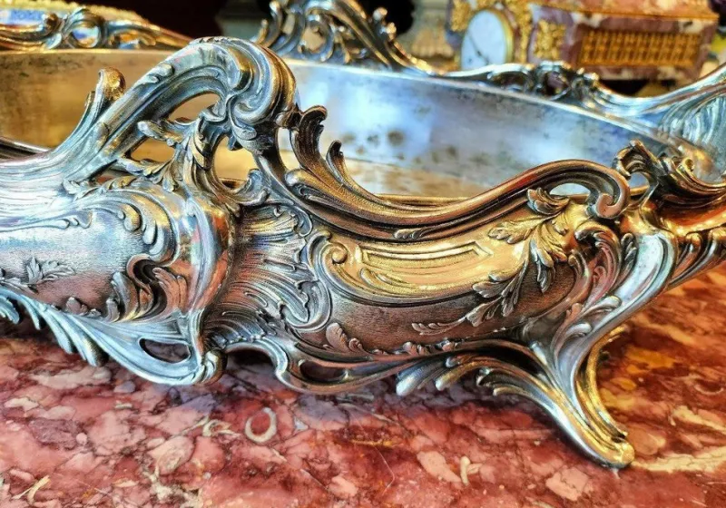 Pamono Louis XV Style Silver Plated Bronze Jardiniere, 1800s> Planters And Jardiniere