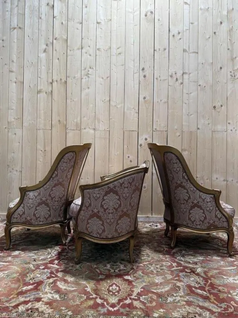 New Pamono Louis XV Style Sofa and Chairs, Set of 3