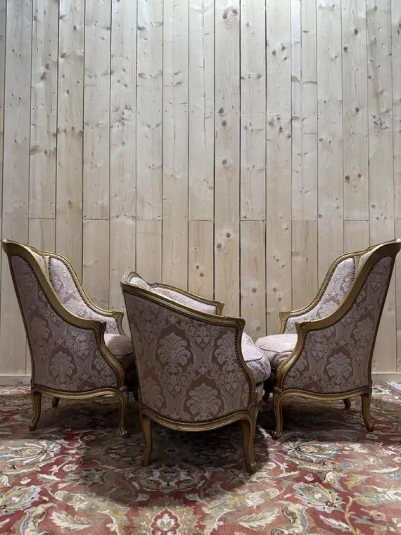 New Pamono Louis XV Style Sofa and Chairs, Set of 3