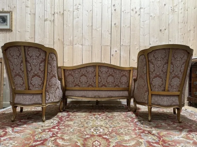 New Pamono Louis XV Style Sofa and Chairs, Set of 3