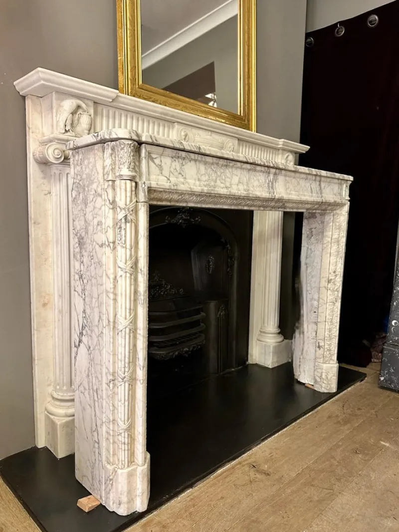 Sale Pamono Louis XVI Calacatta Marble Fireplace Mantel, 1780s