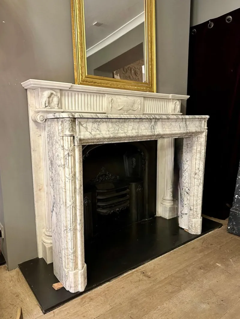 Sale Pamono Louis XVI Calacatta Marble Fireplace Mantel, 1780s