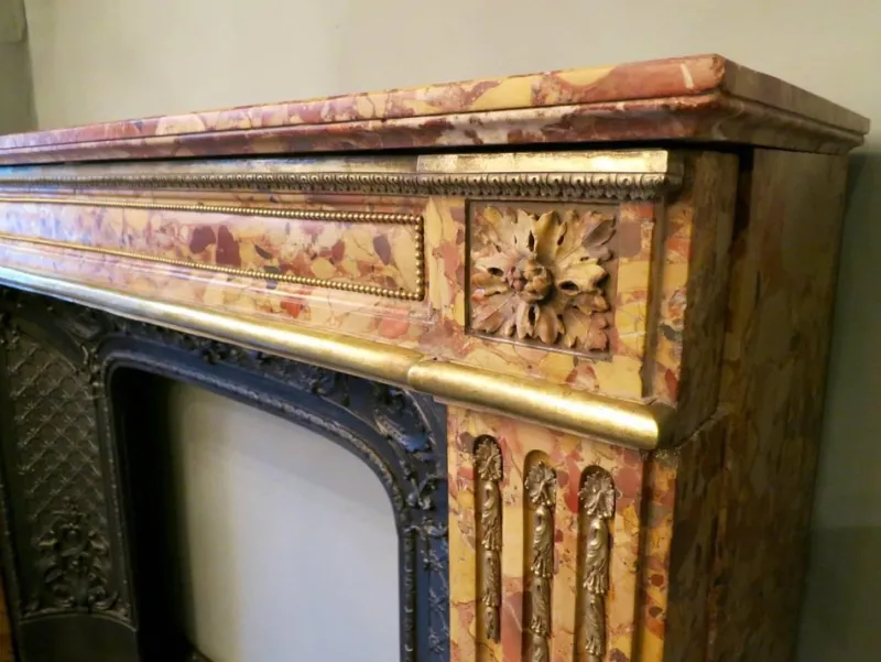 Pamono Louis XVI Fireplace Mantel in Breche Dalepp Marble> Fireplaces And Mantels
