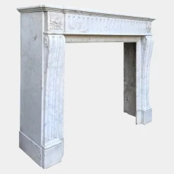 Pamono Louis XVI French Carrara Marble Fireplace Mantel, 1890s><noscript><img width=