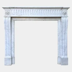 Pamono Louis XVI French Carrara Marble Fireplace Mantel, 1890s><noscript><img width=