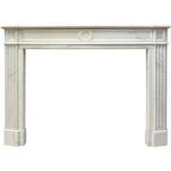 Pamono Louis XVI French Statuary White Marble Fireplace Mantel, 1880s> Fireplaces And Mantels