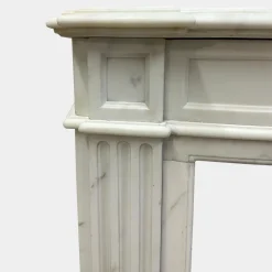 Pamono Louis XVI French Statuary White Marble Fireplace Mantel, 1880s><noscript><img width=
