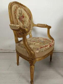 Pamono Louis XVI Gilded Wood Medallion Lounge Set, 1890s, Set of 5><noscript><img width=