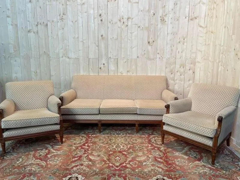 Outlet Pamono Louis XVI Living Room Sofa and Bergeres, Set of 3