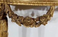 Pamono Louis XVI Mid 19th Century Marble and Gilded Wood Half-Moon Support Console