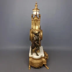 Pamono Louis XVI Style Bronze and Marble Mantel Clock with Cherubs, 1940s><noscript><img width=
