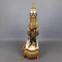 Pamono Louis XVI Style Bronze and Marble Mantel Clock with Cherubs, 1940s><noscript><img width=
