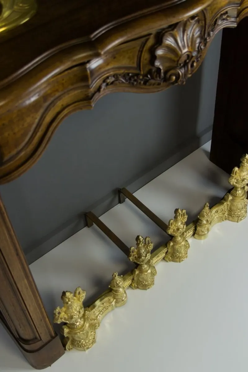 Outlet Pamono Louis XVI Style Bronze Fireplace Set from Charles Casier, Set of 5